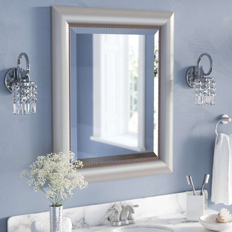Willa Arlo Interiors Rectangle Curved Silver Bathroom Wall Mirror